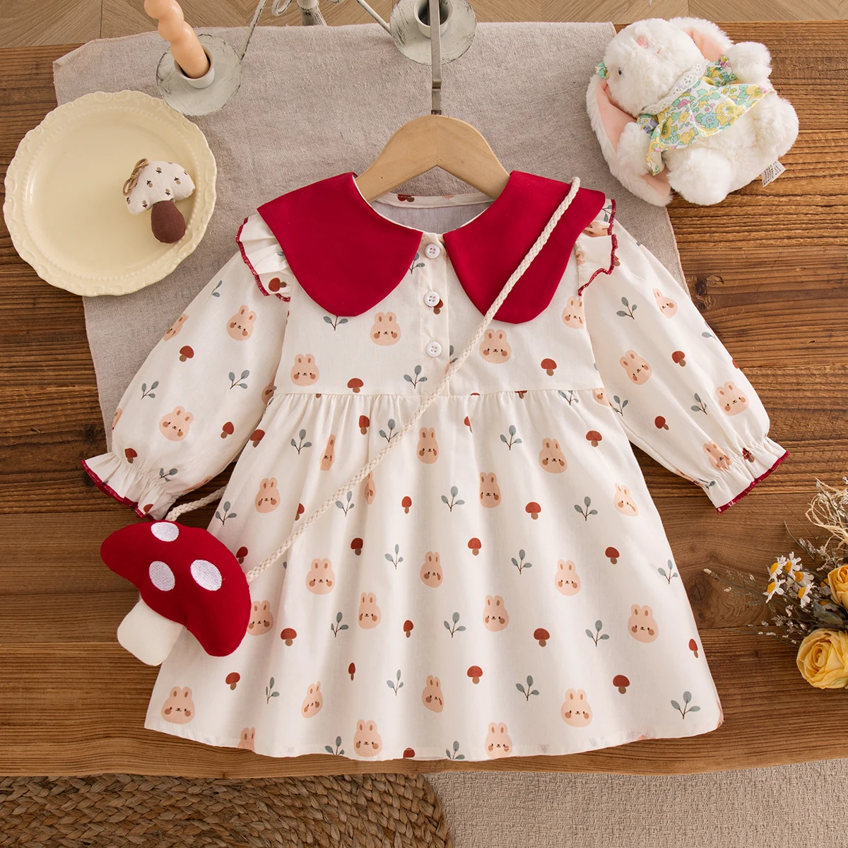 Baby Girls' Dress Spring Autumn Cartoon Cute Long Sleeve Girls' Dress Sweet Casual Baby Dress Baby Girl Clothing ﻿