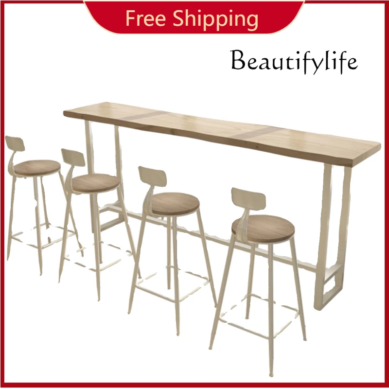 C バルコニー キッチン バーテーブル 無垢材 家庭用 長方形 細長い 北欧風 ミルクティーバーテーブル コーヒーテーブル コンビネーション キッチンテーブル 家具