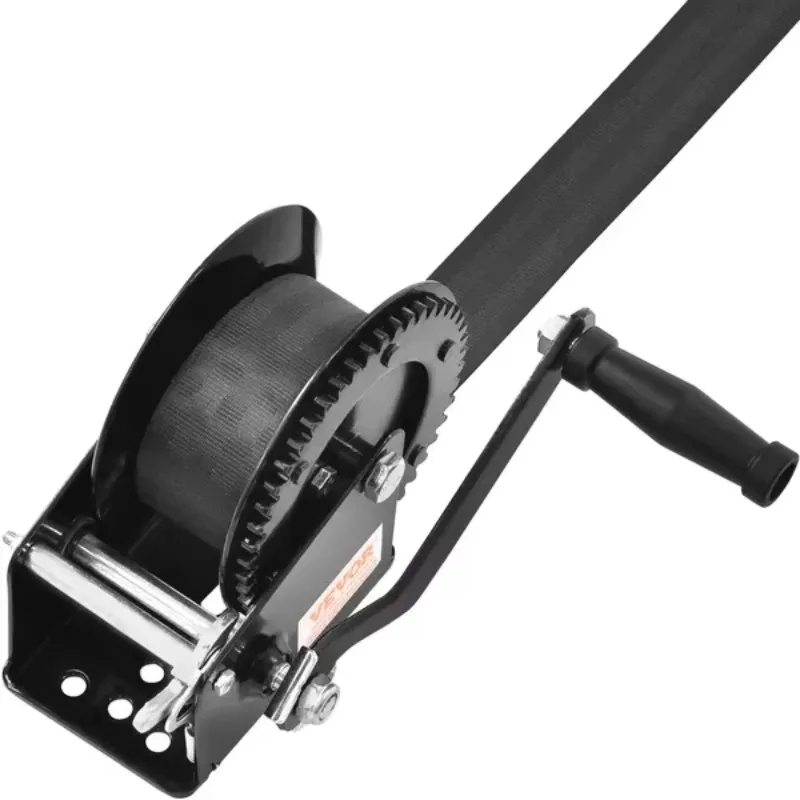 

【Hot Item】Hand Winch, 1600 Lbs Pulling Capacity, Boat Trailer Winch Heavy Rope Crank With 33 Ft Polyester Strap And Two-Way