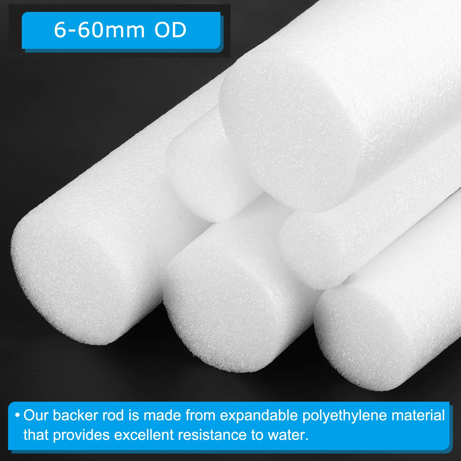 Uxcell 1/3/5Pcs 1-15m White Backer Rod for Gaps and Joints 6-60mm OD Foam Rope Caulk Crack Joint Filler Roll Seal Weather Strip