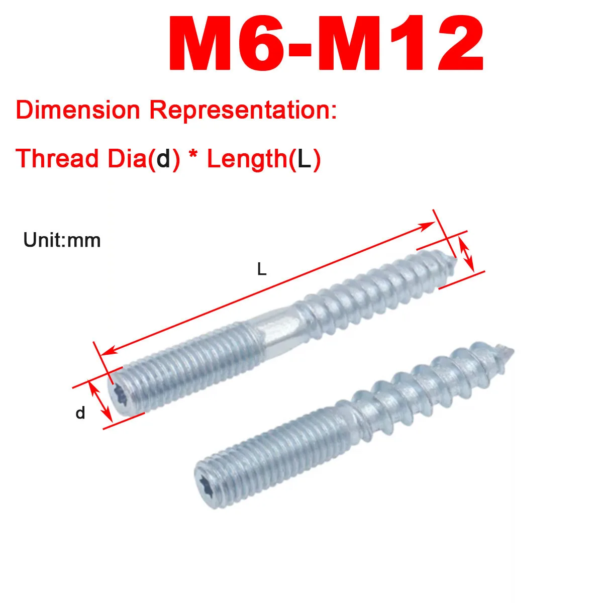 

M6M8M10M12 Carbon Steel Plum Blossom Headless Double Head Pointed Tail Self-Tapping Screw