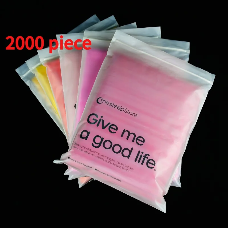 20 00piece.Custom.Zip bags custom printing% biodegradable frosted seal zipper bag clothing white ziplock bag with logo