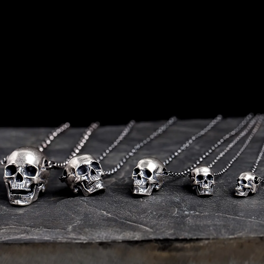 BOCAI S925 Sterling Silver Charms Pendants for Men Women New Fashion Retro-skull Punk Jewelry Wholesale