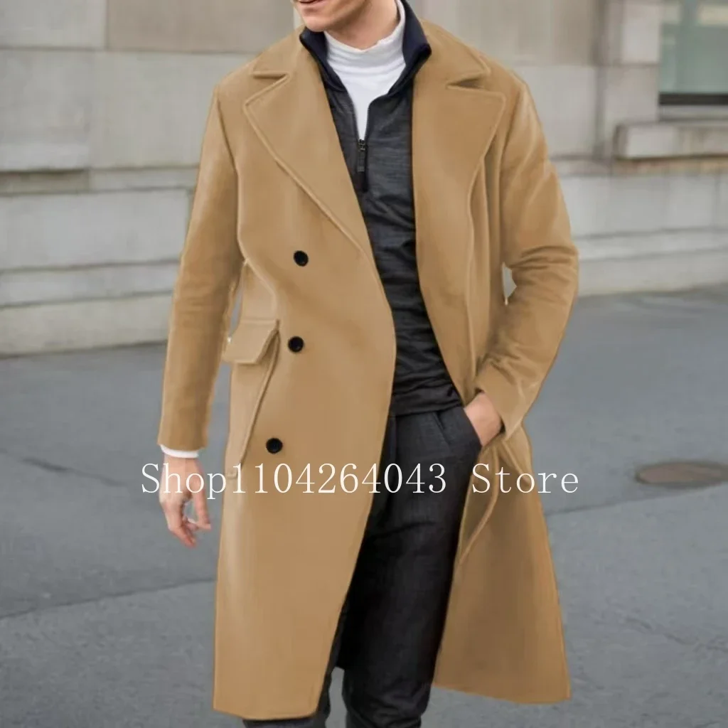 

Элегантный мужской зимний плащ, роскошный длинный плащ высокого качества с пиковыми лацканами для деловых и свадебных платьев, элегантные мужские платья по индивидуальному заказу