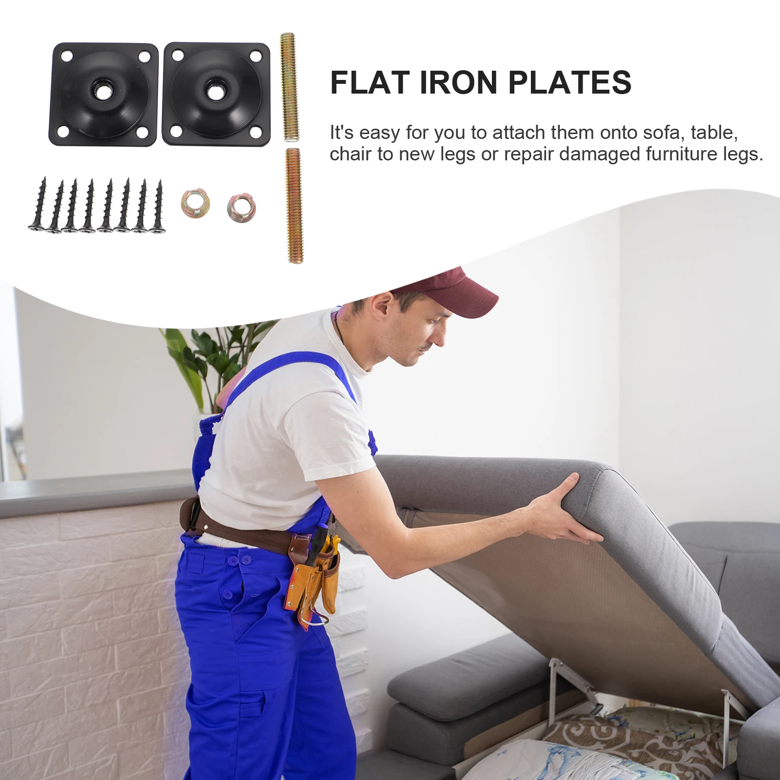 

Iron Furniture Mounting Plate Sofa Leg Connector Flat Plates Couches Tables Chairs Wooden Attachments Durability Enhancement