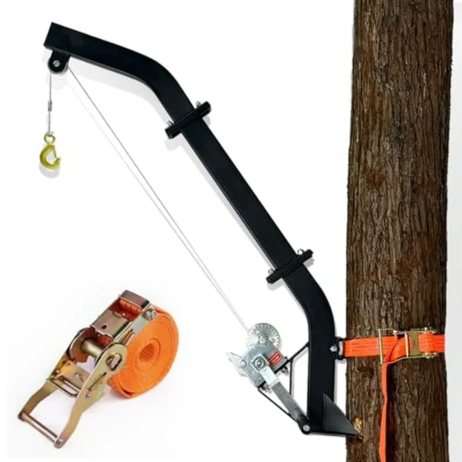 

Tree Mounted Game Hoist for Hunting with Winch and Ratchet Strap 500LBS Ccity Hunting Deer Hanger 26FT Steel Cable Heavy Duty D