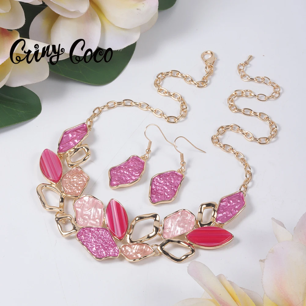 Cring Coco Acrylic Necklaces Lady Geometric Choker New in Jewelry Trend Colorful Necklace Christmas Friend Gift for Women 2023
