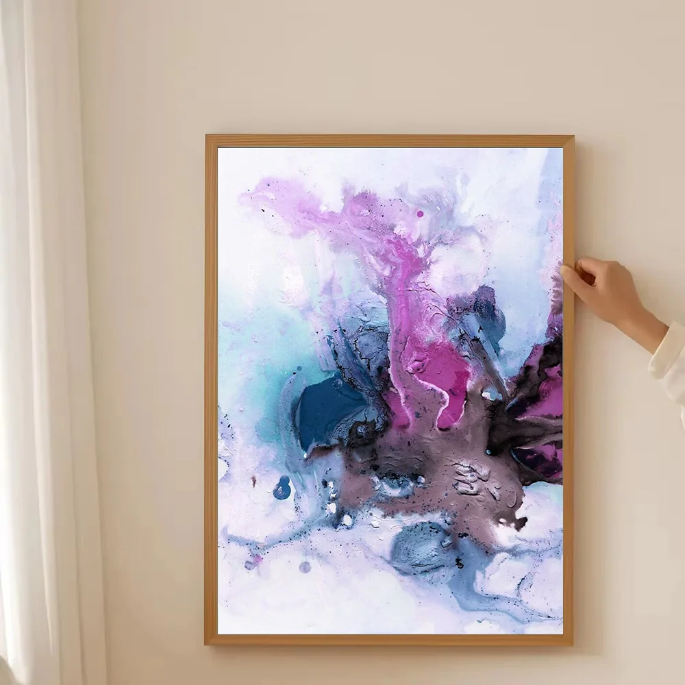 مجردة قماش جدار الفن الحديث الأزرق الأرجواني اللوحة محكم السائل ديكور فني للمنزل طباعة كبيرة العمل الفني المعاصر #3