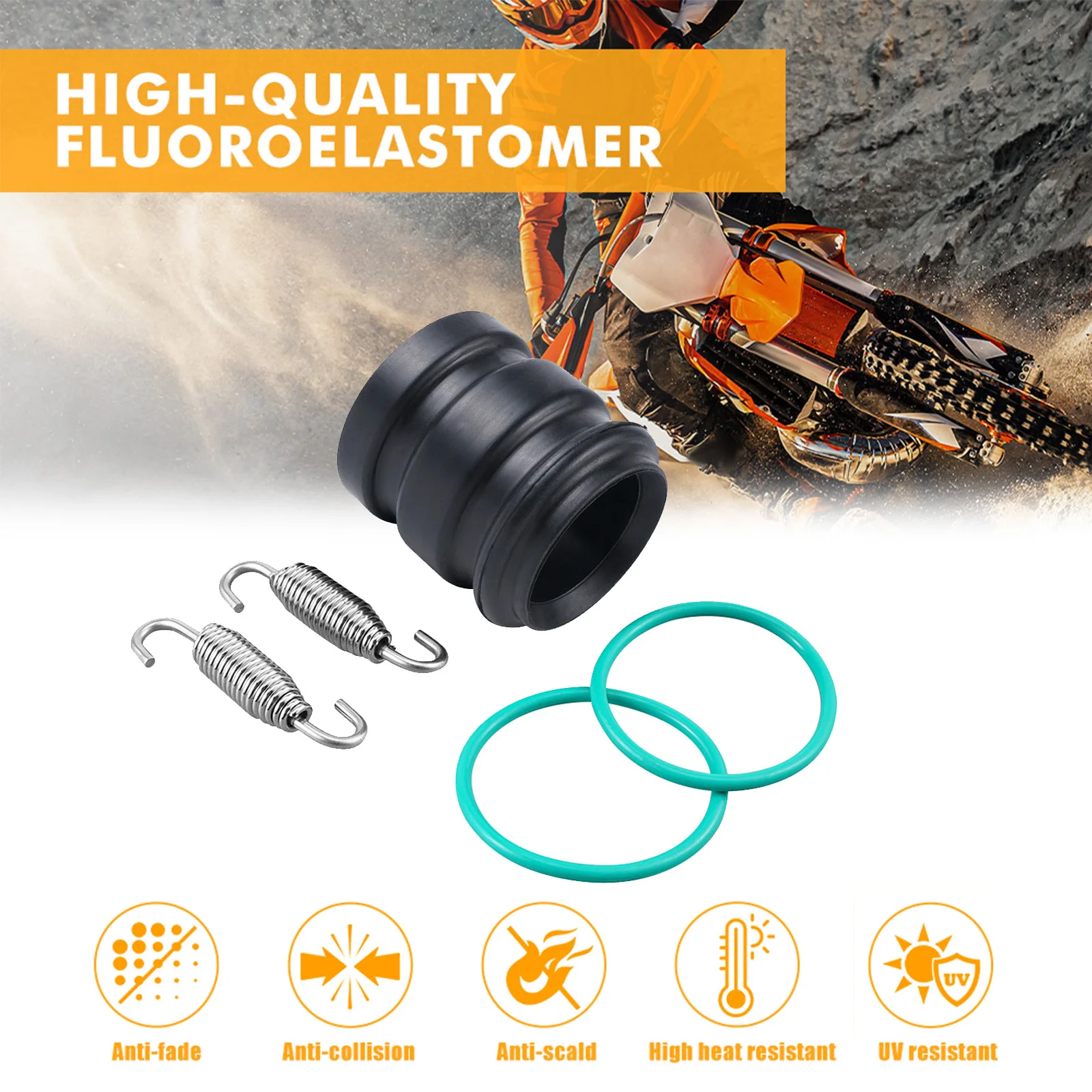 NICECNC For 2016 KTM EXC 300 XC SX XCW EXC 6D Husqvrna TE300 TE250 Exhaust Silencer Tailpipe Rubber Seal Joint Spring O-Ring Set