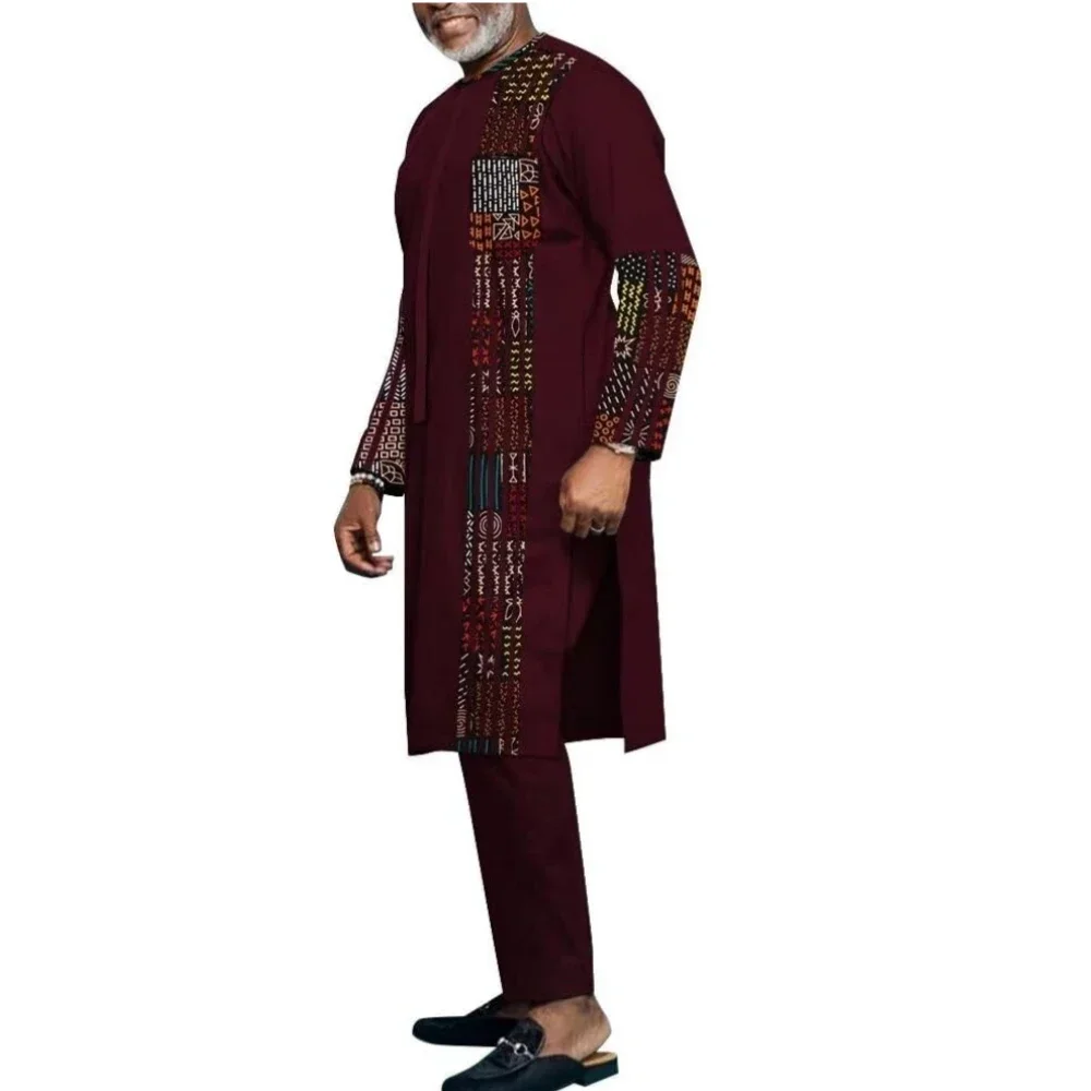 Hip Hop Robe African Men\'s Shirts and Pants Bazin Riche 2 Piece of Sets Africa Men Clothing Dashiki Outfits Costume Wyn1558