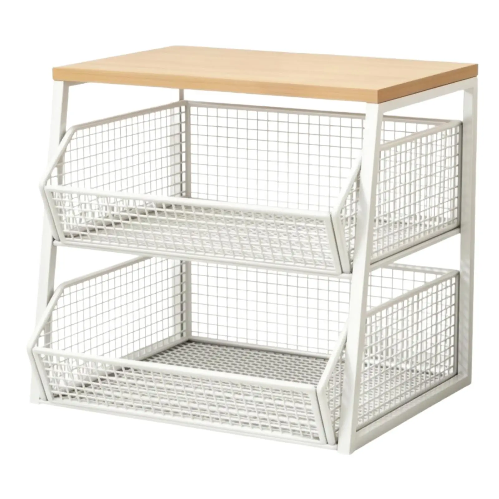 Compact Countertop Organizer Box with Open Ventilated Shelves for Office Desk Kitchen Storage