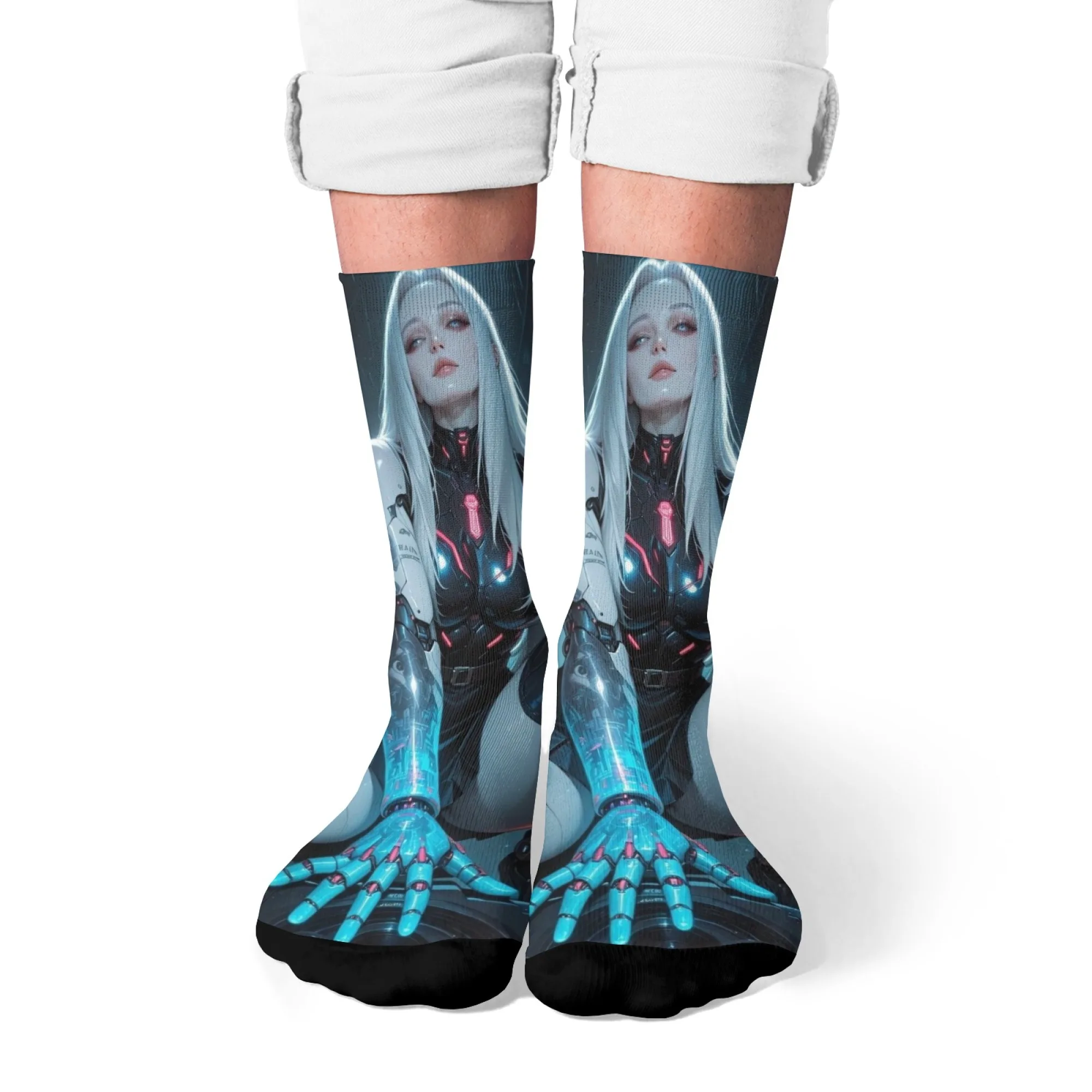 جوارب سايبربانك الميكانيكية النسائية المحارب الجدة Harajuku الهيب هوب الخيال العلمي نمط للجنسين الشارع مضحك الاتجاه الجوارب هدية حفلة سعيدة