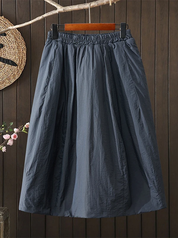 Falda larga de algodón Thiened para mujer, falda artística de talla grande, cálida, por debajo de la rodilla, acampanada, a la moda, Otoño Invierno