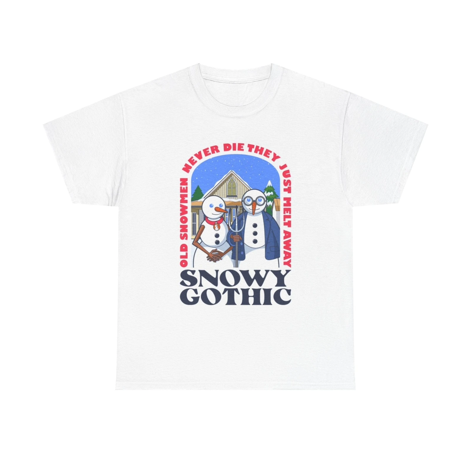 

Snowy Gothic Graphic T Shirt Funny Christmas Unisex Heavy Cotton Tee