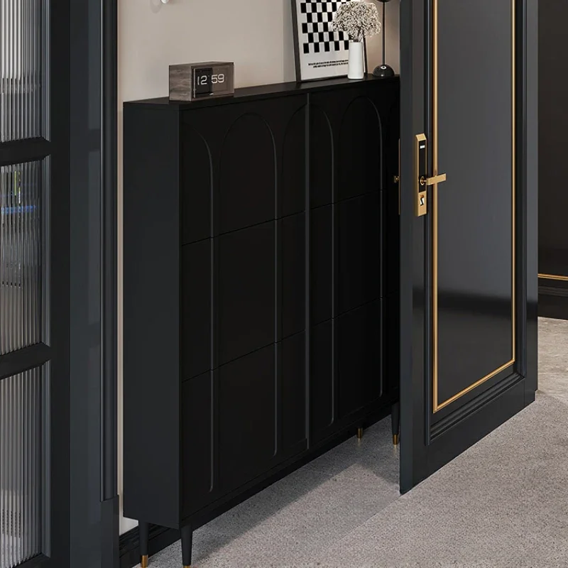 

Black Entryway Shoe Cabinet Household Storage Space Saving Shoe Cabinet Ultra Thin Mueble Para Zapatos Organizador Furniture
