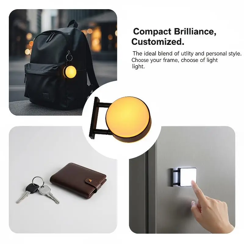 With LED Lights Fridge Sticker Round Square Blank With No Pattern Refrigerator Magnet Light Sign For DIY Crafts Gifts Home Decor