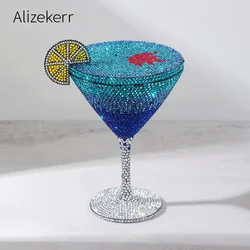 Alizekerr Goblet Shaped Crystal Evening Bags Women 2024 Gorgeous Sparkling Diamond Lemon Metal Purses And Handbags Wedding Party