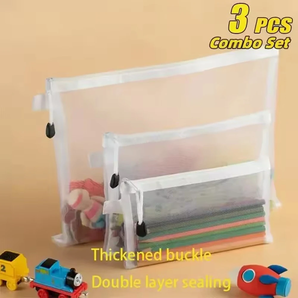 1-3PCS/Set Storage Bag Mesh ZipperToy Building Block Puzzle Sub-package Children Particle Zipper Transparent Finishing Storage