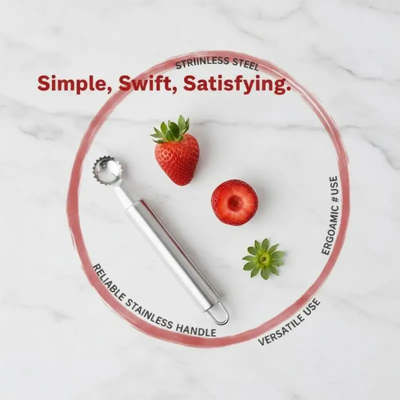 Multi-Purpose Tomato Corer Remover Rustproof Stainless Steel Fruit Sprout Strainer for Kitchen Baking Use
