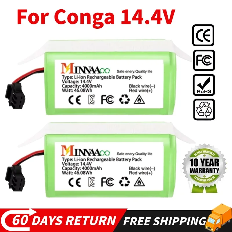 New 14.4V Li-ion battery for Cecotec Conga Excellence 950 990 1090 Ecovacs Deebot DN621 601/605 Eufy RoboVac 35C Panda i7 V710