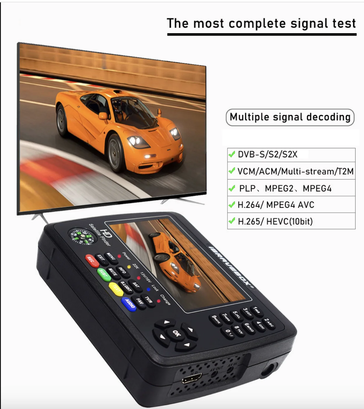 V10 Finder Max H.264/H.265 10 Bit Decoding HD 1080P 4.3 LCD DVB-S2/S2X Satellite Finder Signal Meter Satellite Finder vs v8
