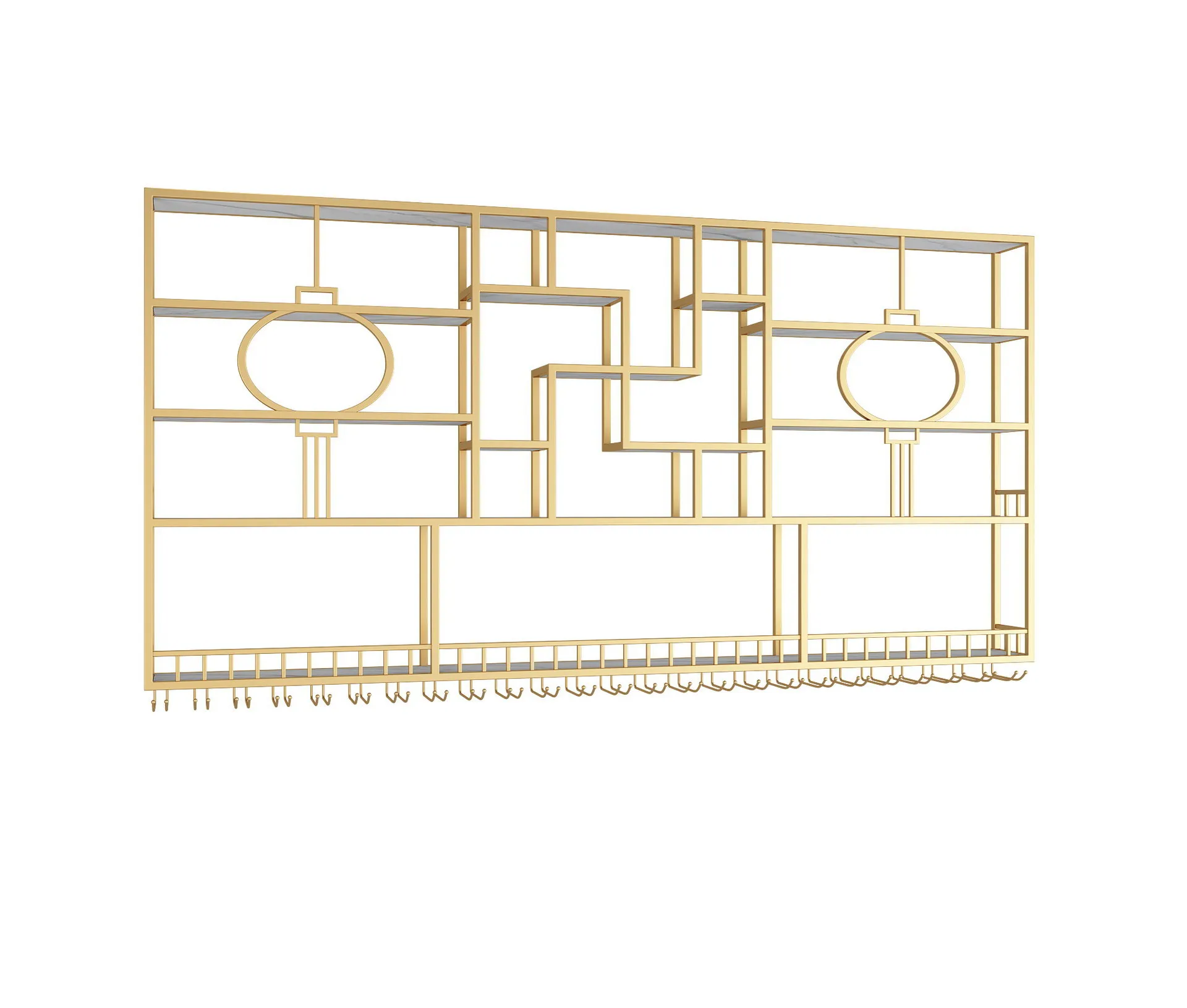 

Customized restaurant with light wine display rack Wall-mounted wrought iron paint rack