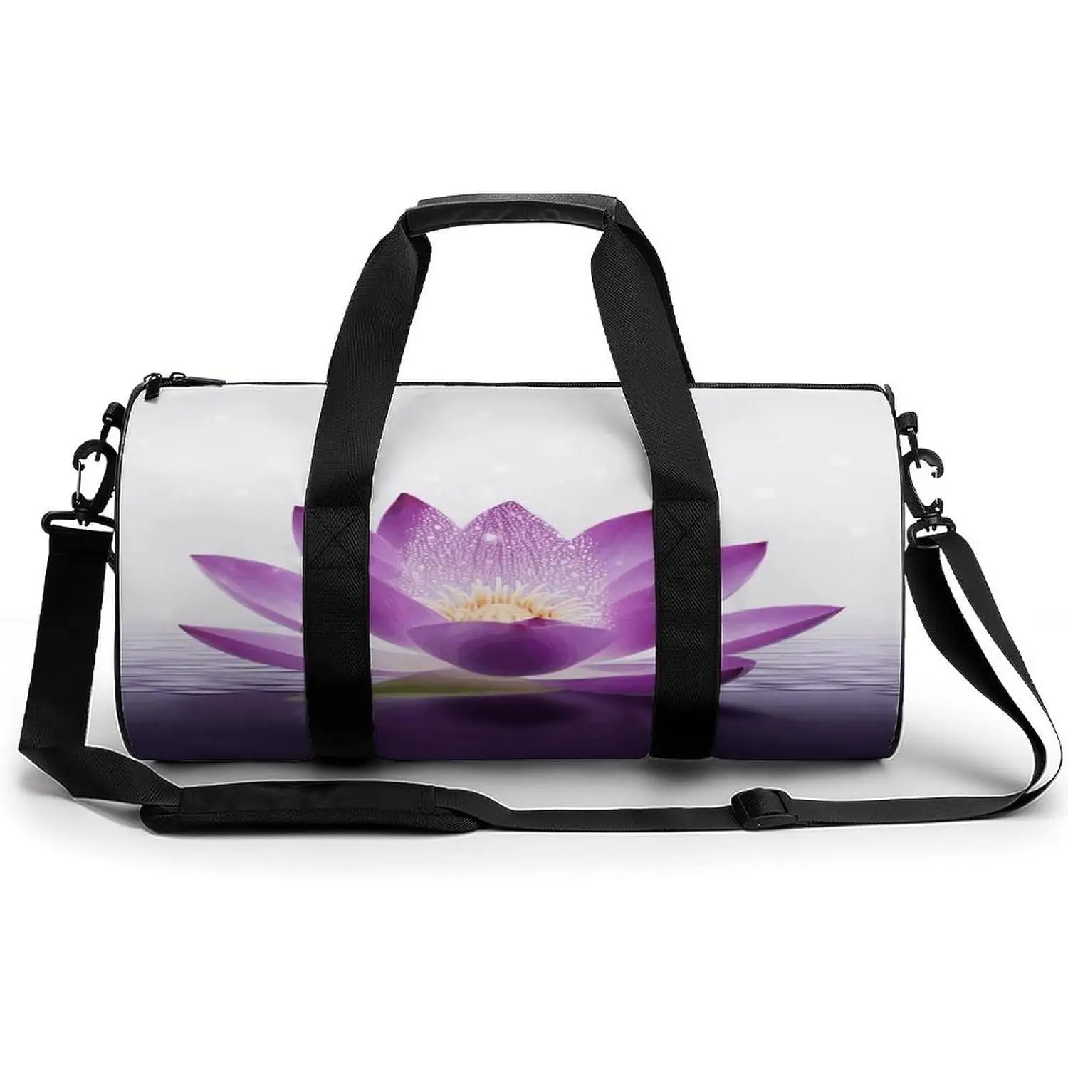 

Purple Lotus Duffel Bag Serene Water Pattern Travel Gym Fashion Bag for Women Yoga Enthusiasts
