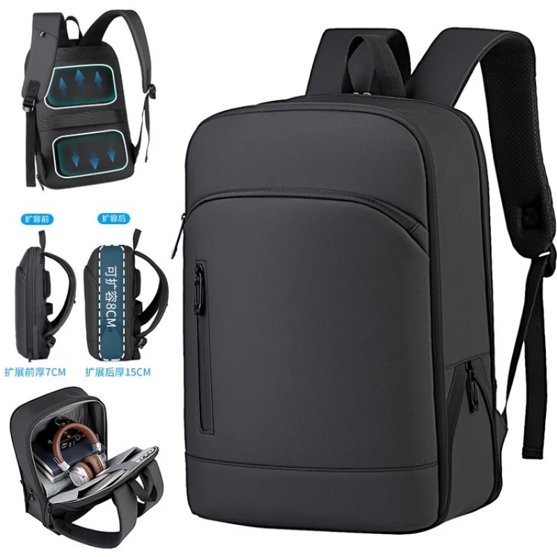 Lightweight nylon Backpack Mens Solid Color Expandable Business Backpack Durable Zipper Multi Compartment Knapsack Perfect Hold