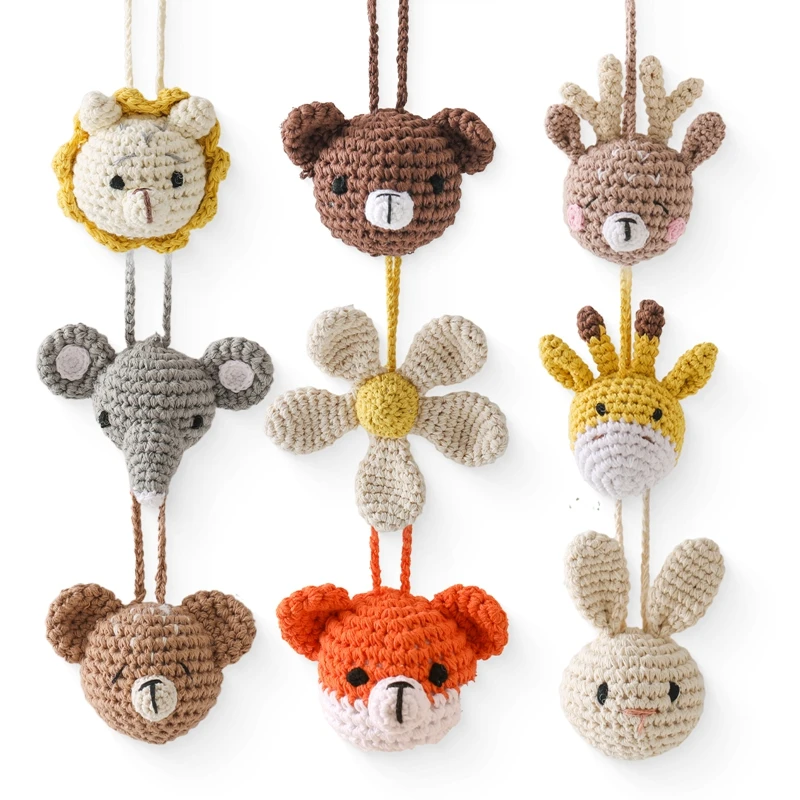 1pc Baby Animal Crochet Rattle 0 12 Months Baby Toys Mother Kids Infant Teether Gym Hanging Mobile Pandants montessori Baby Toys