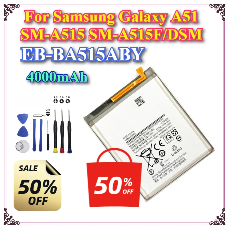 

EB-BA515ABY 4000mAh Brand New Mobile Phone Battery Replacement Battery For Samsung Galaxy A51 SM-A515 SM-A515F/DSM Batteries