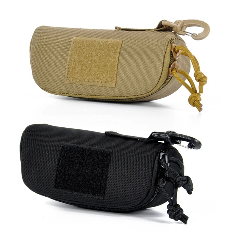 Tactic Eyeglasses Hard Case Zippers Sunglasses Carrying Case with Clip, Shockproof Glasses Case for Work, Outdoor Hiking