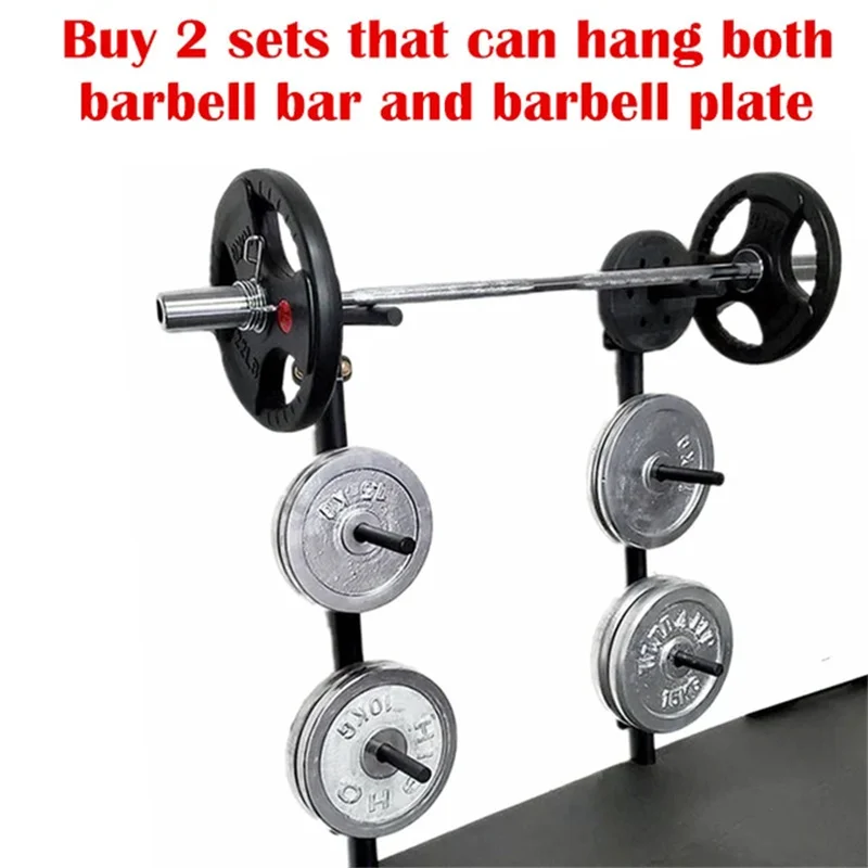 Barbell Plate Rack Stand Weight Bar Holder  Storage Wall Mount Squat Fitness Home Gym Equipment Space Saving