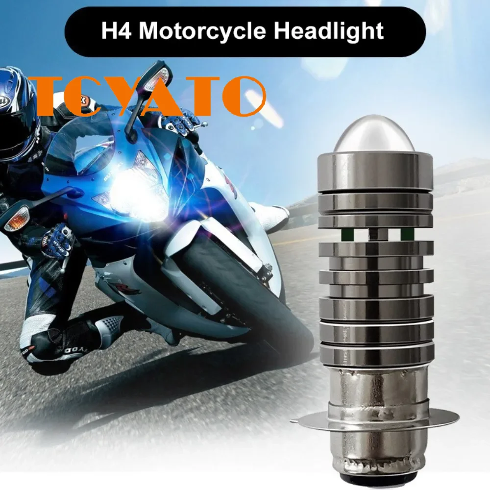 TCYATO Motorcycle Headlight LED High and Low Beam BA20D H6 Fog Light Spotlight 12V White Yellow Scooter