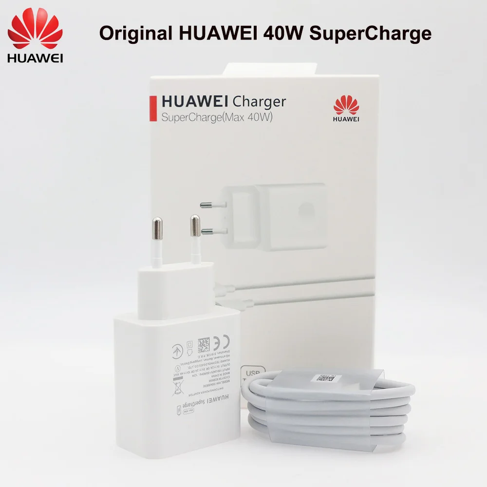 Original Huawei Max 40W Fast Charger 10V 4A Super Charge 5A USB Type C Cable for Nova 5 6 T Mate 30 40 50 Pro P 20 30 40 50 Pro