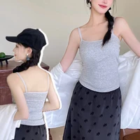 1PC Women's Spaghetti Straps Sleeveless Slim Camisole with Chest Pad Solid Color Sports Comfortable Vests Underwear Summer New 4