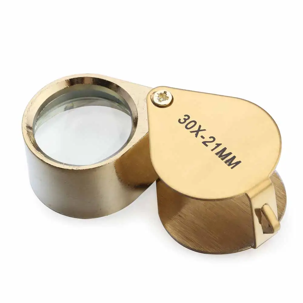 30X Folding Jewllery Magnifying Glass Mini Pocket Magnifier Portable Loupe Glass Lens Triplet Glass Diamond Jewelers Eye Tools