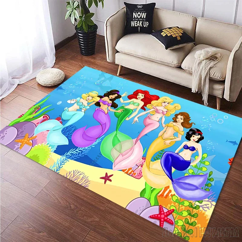 Disney Little Mermaid Ariel Princess Cartoon Rug Carpets 120x160cm Decor for Living Room Bedroom Sofa Bathroom Kids Floor Mat