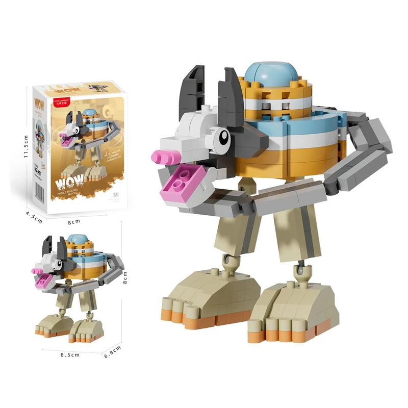 Lustiges Bausteinspielzeug mit Holzstab für Männer – Berg- und Meeresthema, Krokodilhai-Bauspielzeug, Kindergeschenke