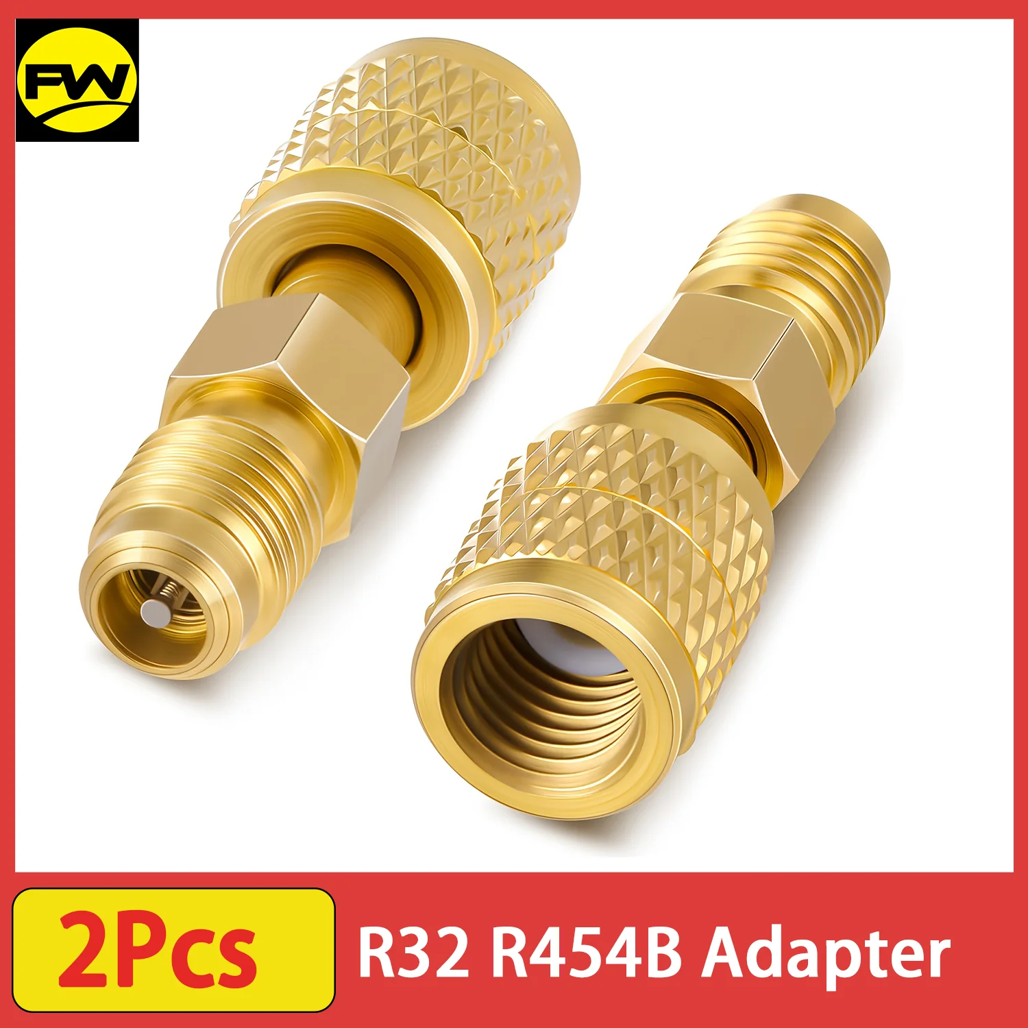 2pcs R32 R454B Refrigerant Brass Adapter, 1/4