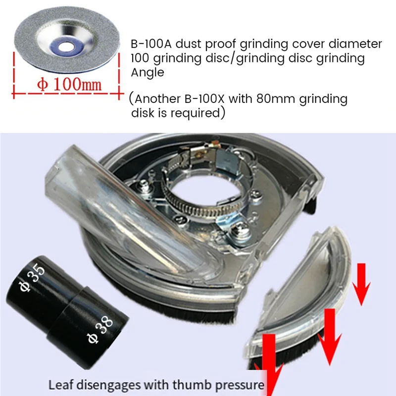

Classy-Dust Shroud Kit Dry Grinding Cover Tool For Angle Hand Grinder Clear 100-125Mm S29 20 With Vacuum Cleaner Durable
