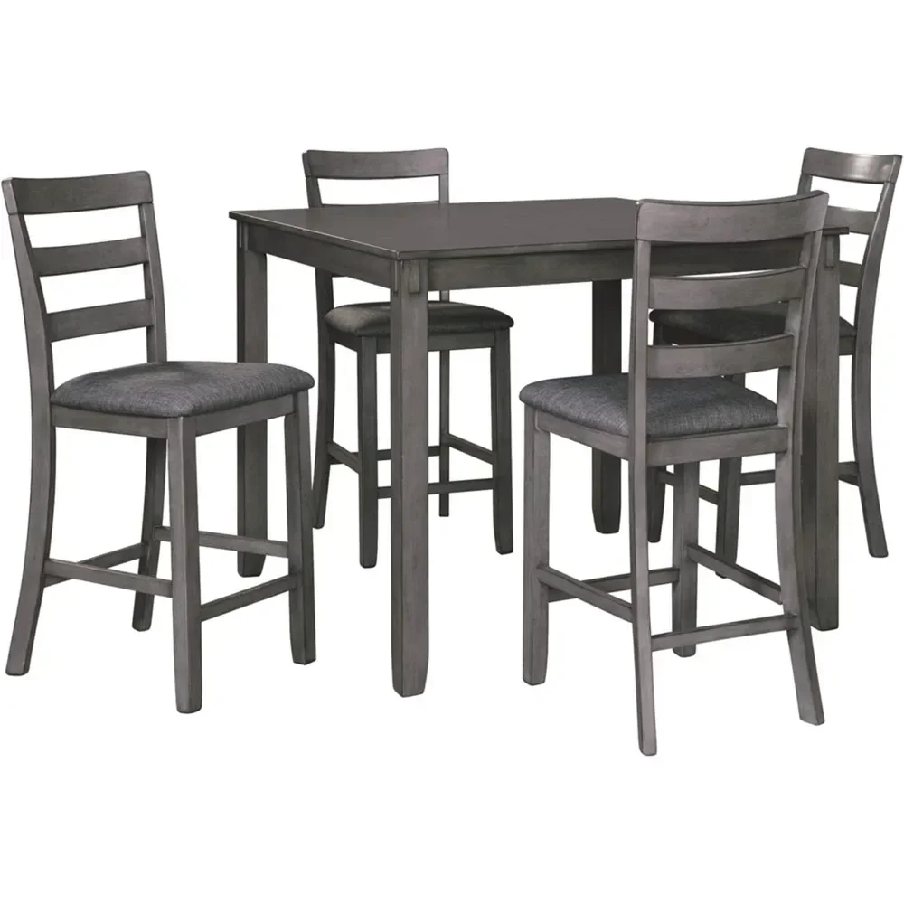 Bridson 5 Piece Counter Height Dining Room Set, Includes Table & 4 Bar Stools, Gray dining tables set dinning table wood tables