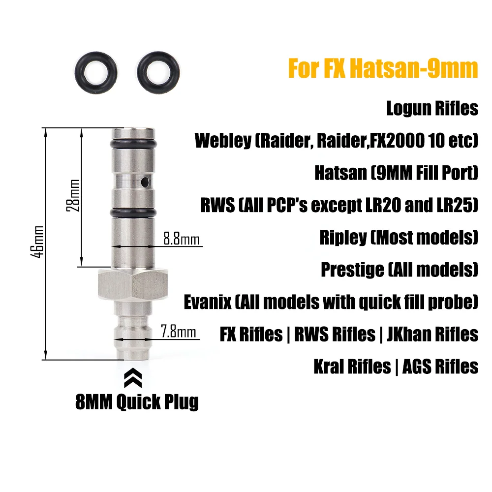 Air Fill Filling Probe For FX Hatsan,BSA,Webley,SMK Artemis,Cricket,WEIHRAUCH,Walther, PR900, Rotex R8 and RM8 Brocock