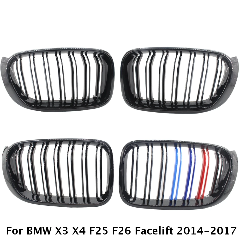 

Front Grille Kidney Grill Dual Slat Grille For BMW X3 F25 Facelift X4 F26 2014 2015 2016 2017