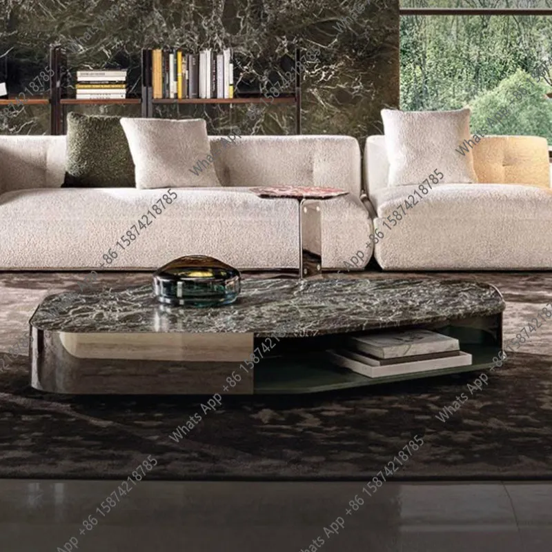 Italian light luxury natural marble luxury stone chart special-shaped coffee table living room new home high-end sense