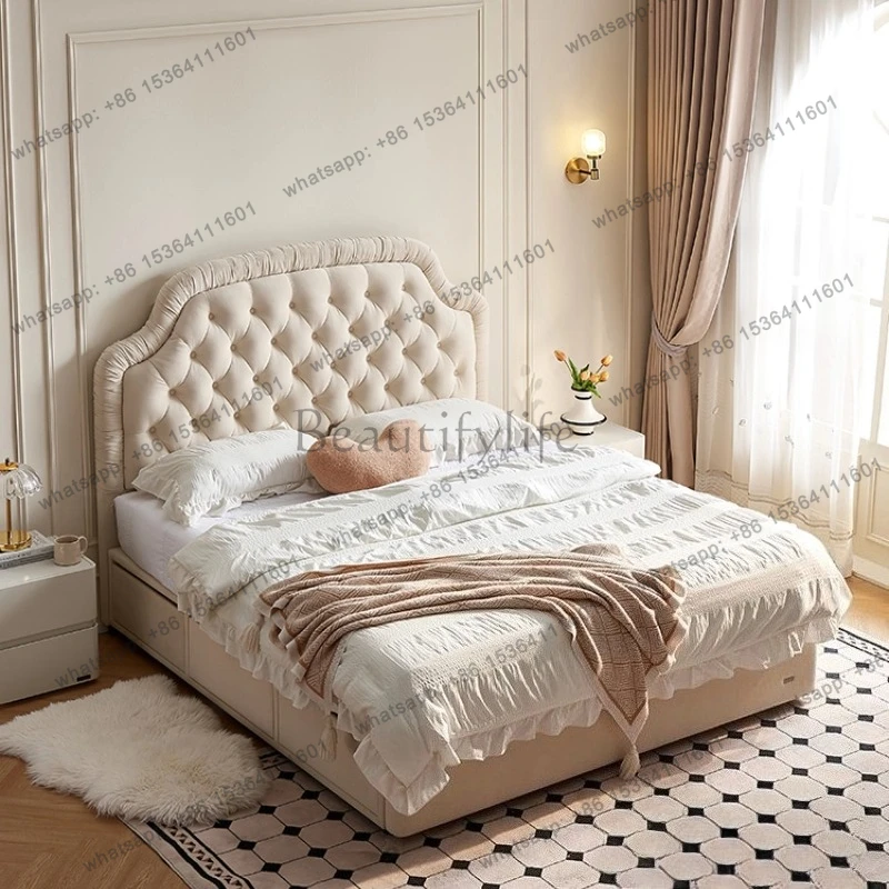 Modern Luxury Flannel Bed 2 People Double Beds Home Bedroom Furniture Bed Bases Frames Queen Beds 150x200 180x200 Cm Frame