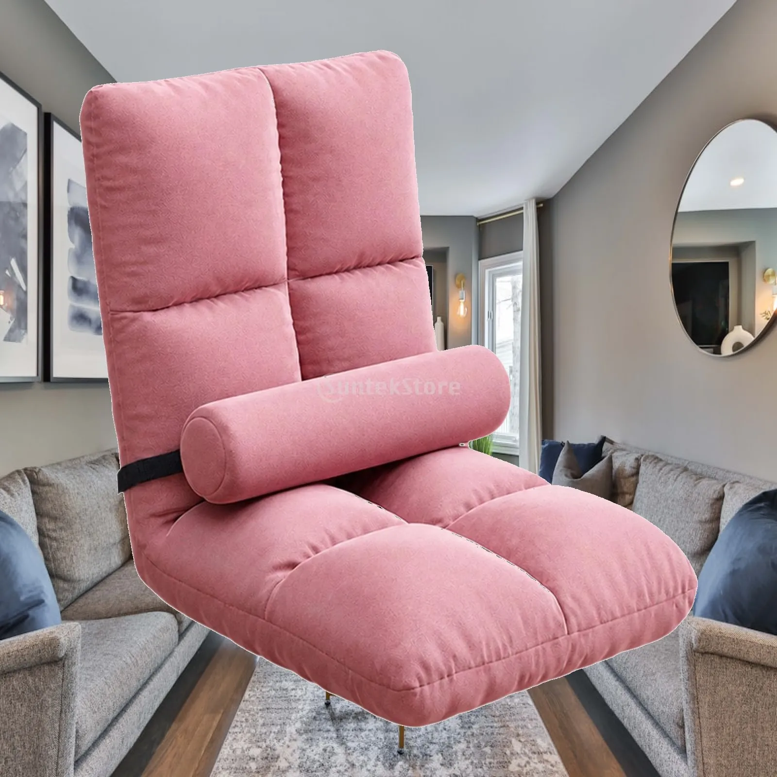 Adjustable Floor Chair with Back Support Velvet Sponge Padded Sofa Recliner for Bedroom Gaming Lounge