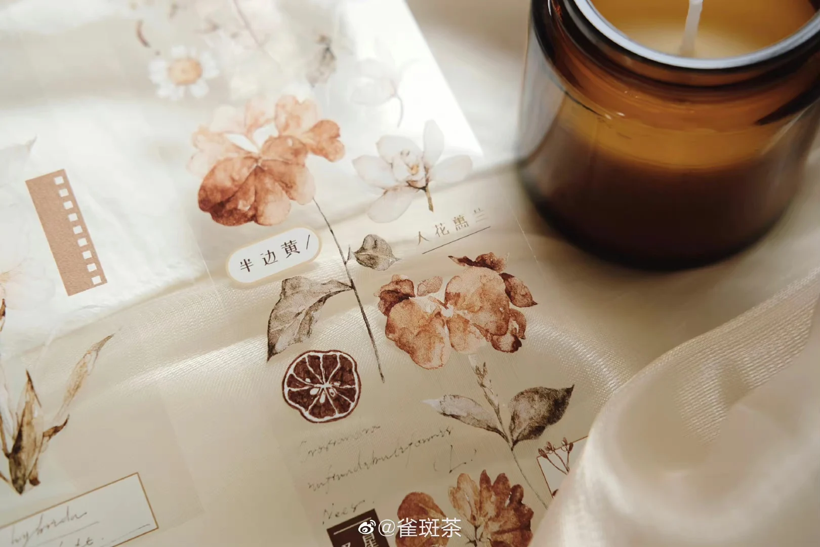 New 7.6 Freckle Tea Vintage Plants and Flower Gloss Matte PET Washi Tape