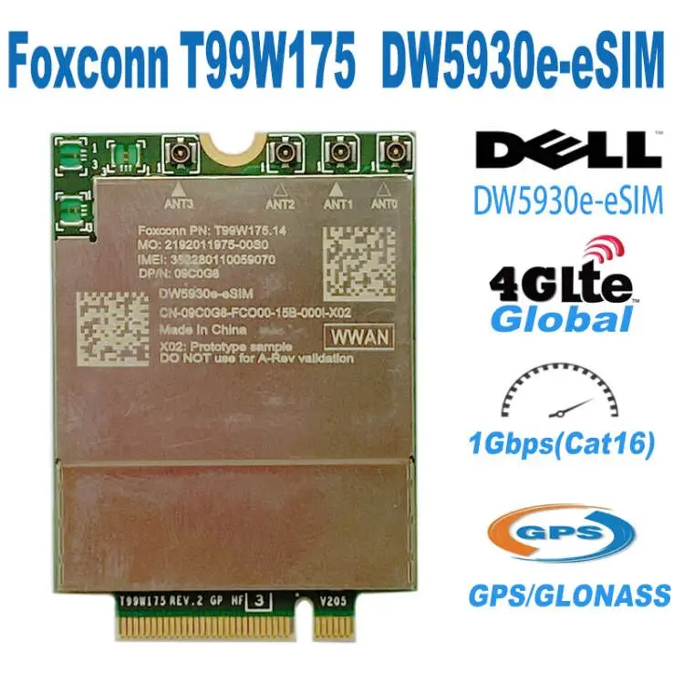 T99W175 DW5930e DW5930e-eSIM snapdragon X55 4G 5G bands Module Card DP/N for dell laptop Latitude 5430 7330