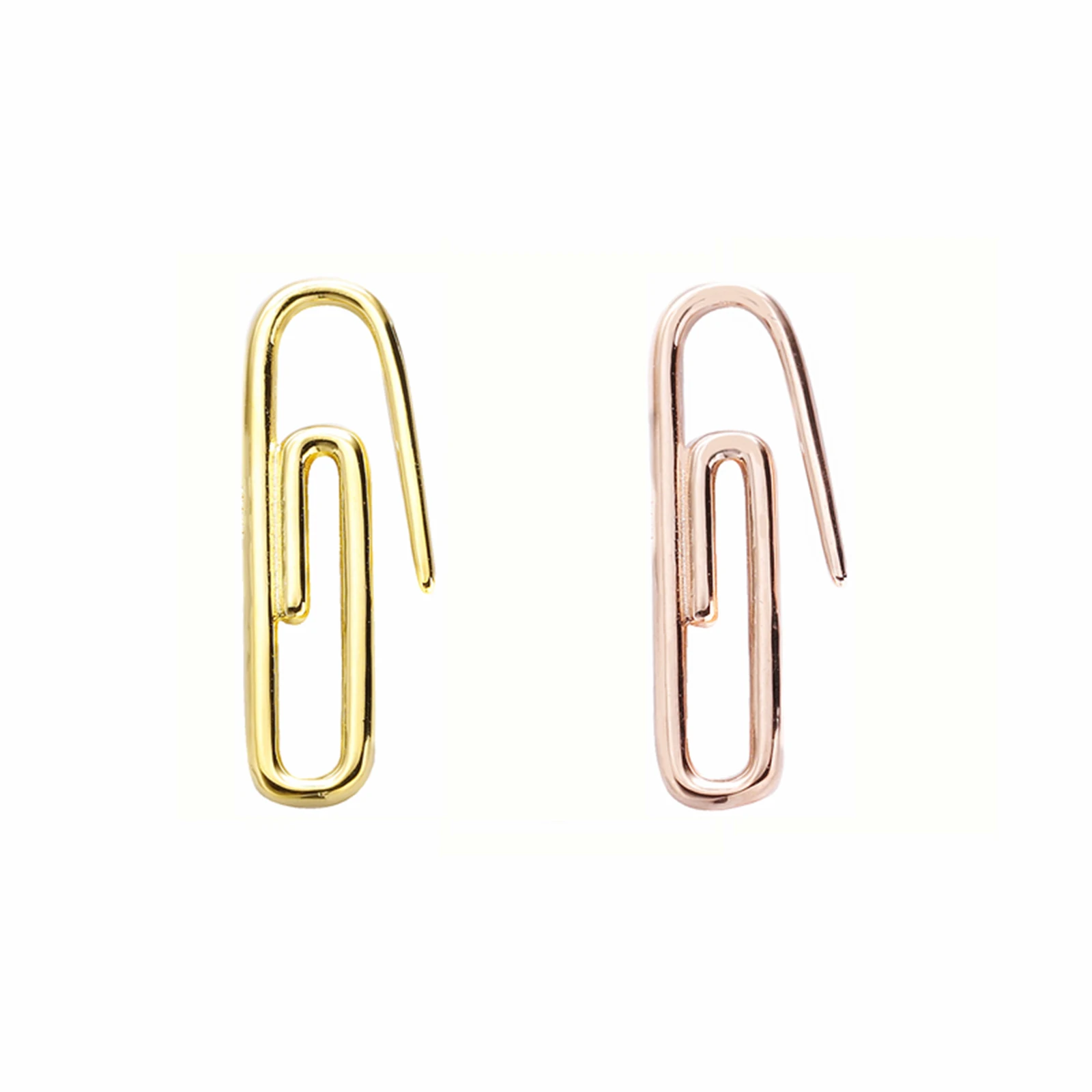 

1PCS 925 Sterling Silver Paper Clip Earring Safety Pin Ear Cuff For Women Unique Punk Earring High Quality Real Gold Plated Best