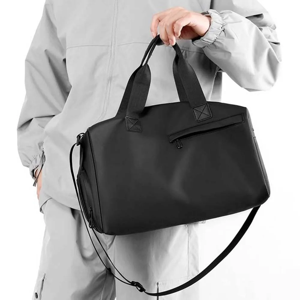 

High Density Fabric Unisex Travel Bag Dry Wet Separation Multi-functional Large Capacity Fitness Bag Solid Color Polyester